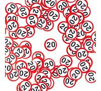 Tiwoca decorazioni per il 20° compleanno - Coriandoli rossi e bianchi con il numero “20” in stile cartello stradale - addobbi originali e idee regalo divertenti per ragazzo e ragazza
