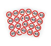 Tiwoca Decorazioni per Il 40° Compleanno - Adesivi Rossi e Bianchi con Il Numero “40” in Stile Cartello Stradale - addobbi Originali e Idee Regalo Divertenti per Uomo e Donna