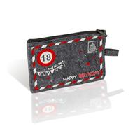 Tiwoca Regalo 18° compleanno - Busta in feltro con effetto cartello stradale rosso bianco numero 18 - Decorazione di compleanno originale e divertenti idee regalo per ragazzo e ragazza