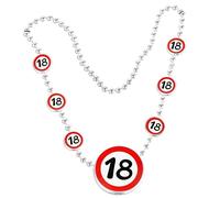 Tiwoca regalo per il 18° compleanno - Collana rossa e bianca con il numero “18” in stile cartello stradale - addobbi originali e idee regalo divertenti per ragazzo e ragazza