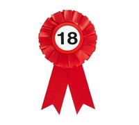 Tiwoca regalo per il 18° compleanno - Spilla rossa e bianca con il numero “18” in stile cartello stradale - addobbi originali e idee regalo divertenti per ragazzo e ragazza