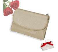 tiwuuyo Portafoglio unisex in vera pelle con protezione RFID, portafoglio antifurto in vera pelle con cerniera, portafogli morbidi e corti e porta carte (beige)