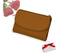 tiwuuyo Portafoglio unisex in vera pelle con protezione RFID, portafoglio antifurto in vera pelle con cerniera, portafogli morbidi e corti e porta carte (Mud Brown)