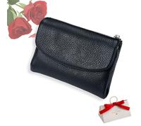 tiwuuyo Portafoglio unisex in vera pelle con protezione RFID, portafoglio antifurto in vera pelle con cerniera, portafogli morbidi e corti e porta carte (black)