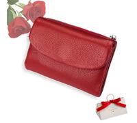 tiwuuyo Portafoglio unisex in vera pelle con protezione RFID, portafoglio antifurto in vera pelle con cerniera, portafogli morbidi e corti e porta carte (wine red)