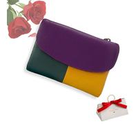 tiwuuyo Portafoglio unisex in vera pelle con protezione RFID, portafoglio antifurto in vera pelle con cerniera, portafogli morbidi e corti e porta carte (splicing color2)