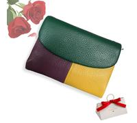 tiwuuyo Portafoglio unisex in vera pelle con protezione RFID, portafoglio antifurto in vera pelle con cerniera, portafogli morbidi e corti e porta carte (splicing color5)