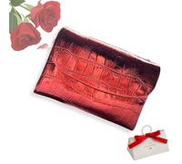 tiwuuyo Portafoglio unisex in vera pelle con protezione RFID, portafoglio antifurto in vera pelle con cerniera, portafogli morbidi e corti e porta carte (wine red (textured))