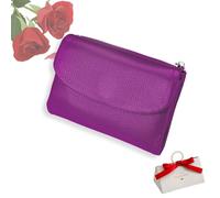 tiwuuyo Portafoglio unisex in vera pelle con protezione RFID, portafoglio antifurto in vera pelle con cerniera, portafogli morbidi e corti e porta carte (bright purple)