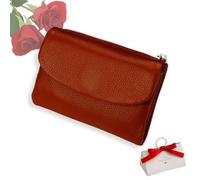 tiwuuyo Portafoglio unisex in vera pelle con protezione RFID, portafoglio antifurto in vera pelle con cerniera, portafogli morbidi e corti e porta carte (brown)