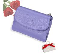 tiwuuyo Portafoglio unisex in vera pelle con protezione RFID, portafoglio antifurto in vera pelle con cerniera, portafogli morbidi e corti e porta carte (light purple)