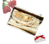 tiwuuyo Portafoglio unisex in vera pelle con protezione RFID, portafoglio antifurto in vera pelle con cerniera, portafogli morbidi e corti e porta carte (gold (textured))