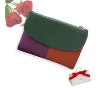 tiwuuyo Portafoglio unisex in vera pelle con protezione RFID, portafoglio antifurto in vera pelle con cerniera, portafogli morbidi e corti e porta carte (splicing color1)