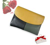 tiwuuyo Portafoglio unisex in vera pelle con protezione RFID, portafoglio antifurto in vera pelle con cerniera, portafogli morbidi e corti e porta carte (splicing color7)