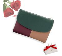 tiwuuyo Portafoglio unisex in vera pelle con protezione RFID, portafoglio antifurto in vera pelle con cerniera, portafogli morbidi e corti e porta carte (splicing color6)