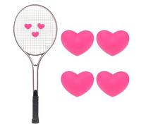 TIXIPEM Ammortizzatore per racchetta da tennis [4 pezzi] - Divertente ammortizzatore a forma di cuore in silicone per racchetta da tennis [rosa]