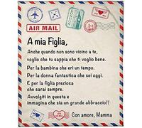 Tixiyu Coperta Alfabeto Italiano Inverno Caldo Morbido Della Posta Lettere Italiane Papà/Mamma A Mio Figlio E Mia Figlia in Flanella (150 * 200 cm/59 * 78inch)