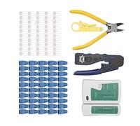 Tixiyu Kit di Strumenti per Piegare Tester per Cavi di Rete per Connettori Passanti RJ45 CAT5 CAT6a con Spelafili per Cavi Telefonici e Informatici