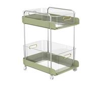 Tixiyu Organizzatore di Stoccaggio del Carrello Mobile Carrello a 2 Livelli con 4 Ruote Lisce per il Garage per Ufficio da Cucina Domestica (Largo verde)