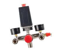Tixiyu Pressostato con Controllo a Doppio Manometro per Pompa del Compressore D'aria 220 V, Installazione Semplice, Doppi Manometri, Gamma 90-125 PSI, per gli Appassionati del Fai da Te