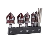 Tixiyu Set di 5 Punte Versatili per Trapano Svasatore HSS da 85 Gradi Foratura Efficiente da 1/4" a 3/4" per la Lavorazione del Legno