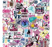 Tixlux 100 Adesivi Cheer per Ragazze, Adesivi Rosa Cheerleader, Decalcomanie Impermeabili Lucidi per Cheerleader, Bomboniere per Bottiglie d'Acqua, Laptop, Borse Regalo - Cheer
