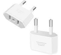 Tixlux 2 pezzi adattatori da viaggio USA a 2 pin per spina Europea/tedesca, spina americana/canadese/messicana, adattatore per dispositivi con alimentatore di rete americana, Bianco