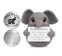 Tixlux Pocket Hug Elefante positivo, lana lavorata a maglia, elefante bambola e piccolo abbraccio, portafortuna, regalo per un buon miglioramento, regalo per l'inizio della scuola