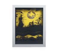 Tixqeaif 1 PC Luce per Intaglio di Carta 3D di Halloween, Lampada da Scrivania Creativa con Pittura Ad Ombre Come Mostrato in Legno+Plastica Paesaggio Notturno Fai-da-Te