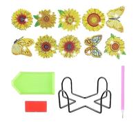 Tixqeaif 10 Pezzi Kit di Sottobicchieri A Forma di Girasole con Portabicchieri per Principianti, Adulti e Bambini. Forniture per L'Arte e L'. Facili da Installare, Facili da Usare.