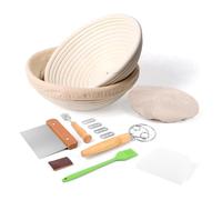 Tixqeaif Cestino per La Fermentazione del Pane In Rattan Fatto A Mano, Set da 2 Pezzi, Rotondo, Utensili per La Panificazione Casalinga, Cottura del Pane