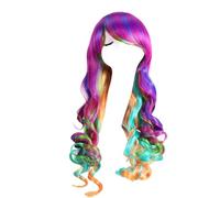 Tixqeaif Parrucca Lunga e Riccia Colorata per Cosplay Anime con Filo Ad Alta Temperatura, Parrucca Europea Ed Elegante Alla Moda per Signore.
