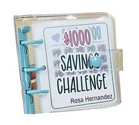 Tixqeaif Raccoglitore di Risparmio L 1000 Savings Challenge Quaderno di Bilancio Riutilizzabile con Buste per Contanti Raccoglitore di Denaro per Saving Blue