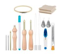 Tixqeaif Set di Punch Needle Set di Punch Needle Strumenti di Ricamo Punch Needle Regolabili Set di Pratica per Amanti della Cucitura A Mano, Resistente