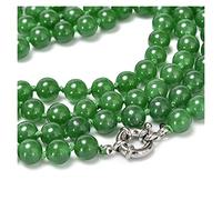 TIYRUS Lunga Collana di Perle Rotonde in Pietra preziosa di Giada Verde da 6 mm