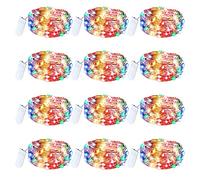 TIYUPA 12 Pezzi Micro LED Luci Stringa a Batteria, 20 LEDs Lampada a Fili di Rame, 2M Mini Ghirlanda Luminosa Lucine per Vacanza Nozze Festa Natale Fai da te Esterni e Interni Decorazion, Multicolore
