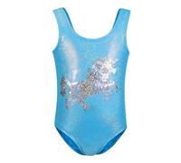 TIZAX Costume Intero per Bambina Costume da Bagno Ragazza Costumi Piscina UV Bimba Unicorno Blu 9-10 Anni