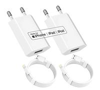 TIZEGU caricabatteria iPhone【Certificato Apple MFi】2 Pack Caricabatterie USB da Muro e 1M Cavo da Lightning a USB 5W Presa Alimentatore Ricarica Spina Compatibile con iPhone 14/13/SE/12/11/XS Max