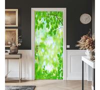 Tizhweqo Adesivi per Porte Interne Foglie Verdi Adesivo Porta 3D Foglie Verdi Murale Decorazione da Parete Poster per Soggiorno Camera da Letto Autoadesiva Carta da Parati 86x200 4163a