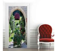 Tizhweqo Adesivi per Porte Interne Giardino Adesivo Porta 3D Giardino Murale Decorazione da Parete Poster per Soggiorno Camera da Letto Autoadesiva Carta da Parati 80x210 4494a