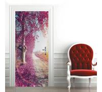 Tizhweqo Adesivi per Porte Interne Paesaggio Adesivo Porta 3D Paesaggio Murale Decorazione da Parete Poster per Soggiorno Camera da Letto Autoadesiva Carta da Parati 80x200 4691a