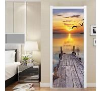 Tizhweqo Adesivi per Porte Interne Tramonto Adesivo Porta 3D Tramonto Murale Decorazione da Parete Poster per Soggiorno Camera da Letto Autoadesiva Carta da Parati 80x200 4619a