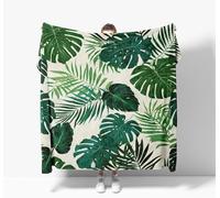 Tizhweqo Coperta Pile Blanket 100x150 cm, Plaid Pile Foglie di Palma Monstera Deliziosa 3D Coperta Divano Calda, Ultra Morbida, Coperte Flanella 100 x 150 cm per Letto Singolo 3981p