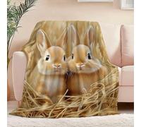 Tizhweqo Coperta Pile Blanket 150x200 cm, Plaid Pile Coniglio Stampa Animale 3D Coperta Divano Calda, Ultra Morbida, Coperte Flanella 150 x 200 cm per Letto Singolo 2121t