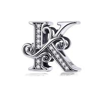 TIZU Charm Lettere in Argento 925 Ciondolo Originale Compatibile Braccialetti Charms Iniziale per Donna Bambine