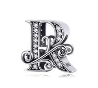 TIZU Charm Lettere in Argento 925 Ciondolo Originale Compatibile Braccialetti Charms Iniziale per Donna Bambine