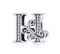 TIZU Charm Lettere in Argento 925 Ciondolo Originale Compatibile Braccialetti Charms Iniziale per Donna Bambine