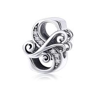 TIZU Charm Lettere S in Argento 925 Ciondolo Originale Compatibile Braccialetti Charms Iniziale per Donna Bambine