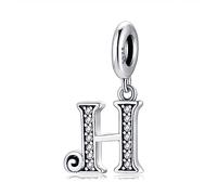 TIZU La Festa Della Mamma Regali Charm Perline Lettera H Ciondolo in Argento Sterling 925 Compatibile con Europeo Braccialetti e Delle Collane,Regali per Donne/Ragazze