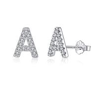 TIZU Orecchini Iniziale per Donna in Argento S925 Post Anallergici Lettere A Orecchini con Zirconi Cubici Regalo per Lei Bambina Ragazza